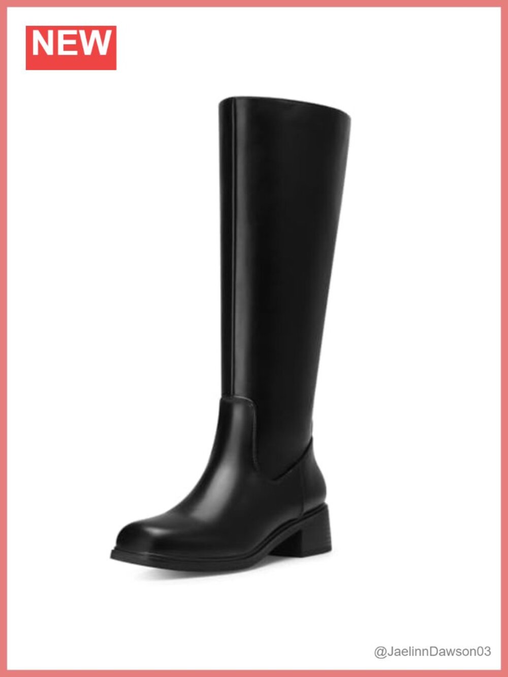 Women's Knee High Boots Comfortable Low Heel Chunky Zip Equestrian